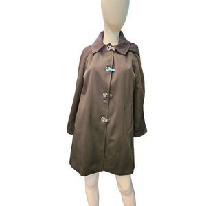 London Fog Black Coat Medium Rain Jacket Fall Winter